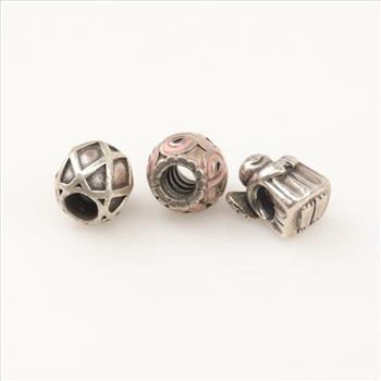Pandora Sterling Silver Charms, 3 Pieces
