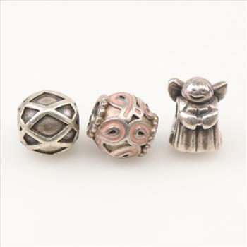 Pandora Sterling Silver Charms, 3 Pieces