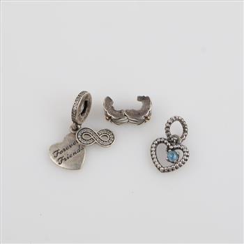 Pandora Sterling Silver Charms, 3 Pieces