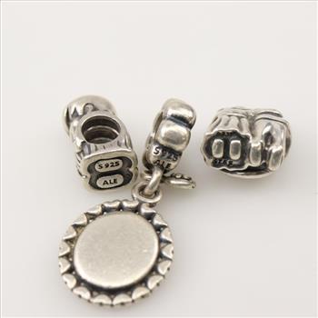 Pandora Sterling Silver Charms, 3 Pieces