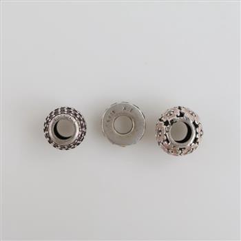Pandora Sterling Silver Charms, 3 Pieces