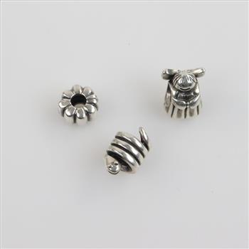 Pandora Sterling Silver Charms, 3 Pieces