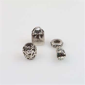 Pandora Sterling Silver Charms, 3 Pieces
