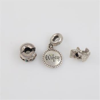 Pandora Sterling Silver Charms, 3 Pieces