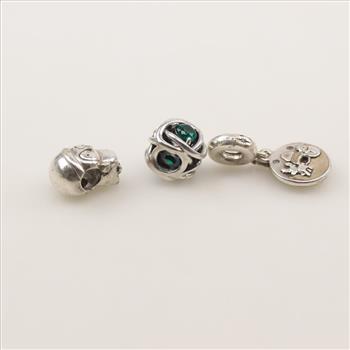 Pandora Sterling Silver Charms, 3 Pieces