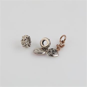 Pandora Sterling Silver Charms, 3 Pieces