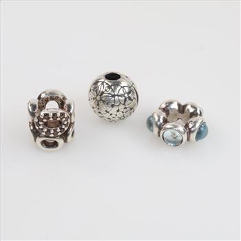 Pandora Sterling Silver Charms, 3 Pieces