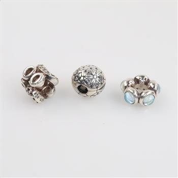 Pandora Sterling Silver Charms, 3 Pieces