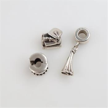 Pandora Sterling Silver Charms, 3 Pieces