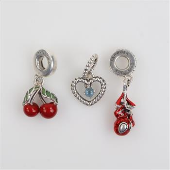 Pandora Sterling Silver Charms, 3 Pieces