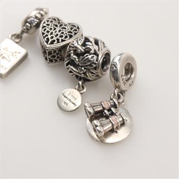 Pandora Sterling Silver Charms, 4 Pieces