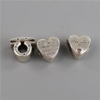 Pandora Sterling Silver Charms, 4 Pieces
