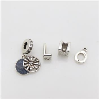 Pandora Sterling Silver Charms, 4 Pieces