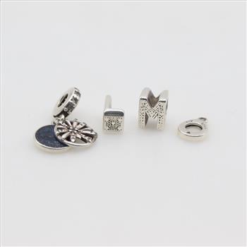 Pandora Sterling Silver Charms, 4 Pieces