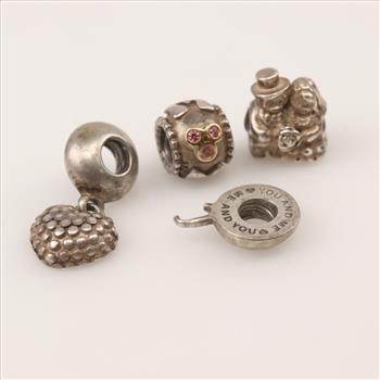 Pandora Sterling Silver Charms, 4 Pieces