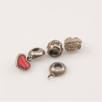 Pandora Sterling Silver Charms, 4 Pieces