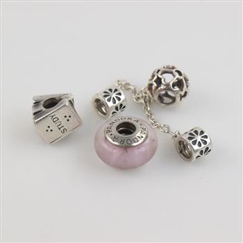 Pandora Sterling Silver Charms, 4 Pieces