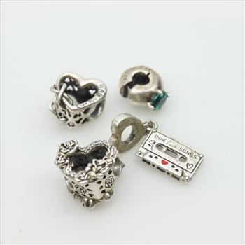 Pandora Sterling Silver Charms, 4 Pieces