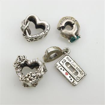 Pandora Sterling Silver Charms, 4 Pieces