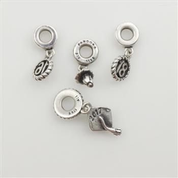 Pandora Sterling Silver Charms, 4 Pieces