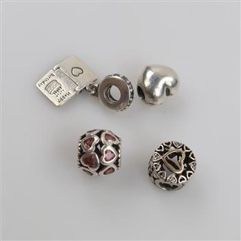 Pandora Sterling Silver Charms, 4 Pieces