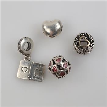 Pandora Sterling Silver Charms, 4 Pieces