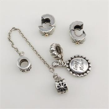 Pandora Sterling Silver Charms, 4 Pieces
