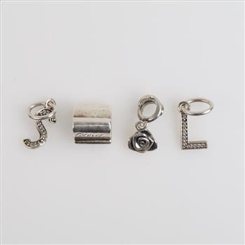 Pandora Sterling Silver Charms, 4 Pieces
