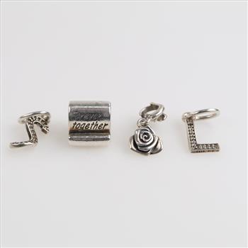 Pandora Sterling Silver Charms, 4 Pieces