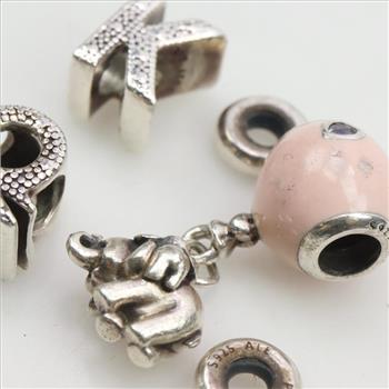 Pandora Sterling Silver Charms, 5 Pieces