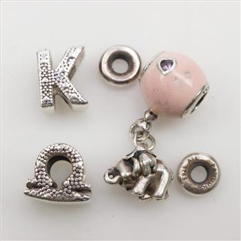 Pandora Sterling Silver Charms, 5 Pieces
