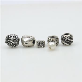 Pandora Sterling Silver Charms, 5 Pieces