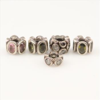 Pandora Sterling Silver Charms, 5 Pieces