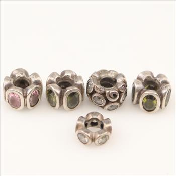 Pandora Sterling Silver Charms, 5 Pieces