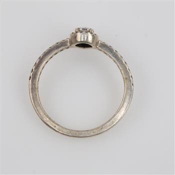 Pandora Sterling Silver Classic Teardrop Halo Clear Stone Ring