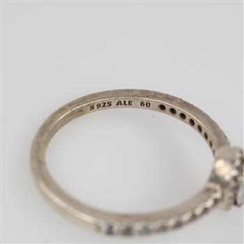 Pandora Sterling Silver Classic Teardrop Halo Clear Stone Ring