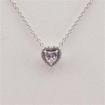 Pandora Sterling Silver Clear Stone Elevated Heart Necklace