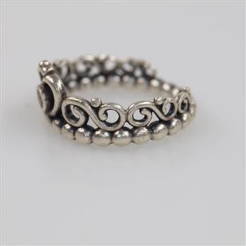 Pandora Sterling Silver Clear Stone Princess Tiara Crown Ring