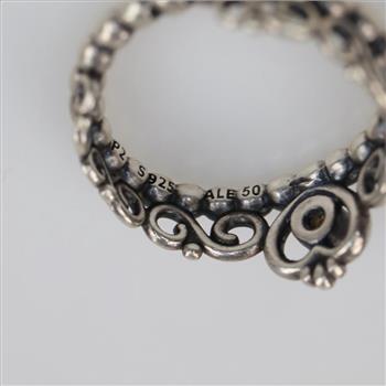 Pandora Sterling Silver Clear Stone Princess Tiara Crown Ring