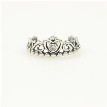 Pandora Sterling Silver Clear Stone Princess Tiara Crown Ring