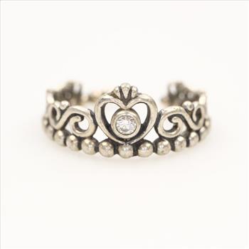 Pandora Sterling Silver Clear Stone Princess Tiara Ring