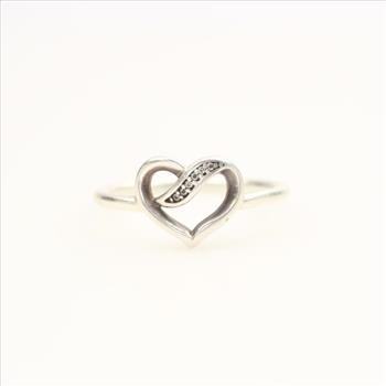 Pandora Sterling Silver Clear Stone Ribbons Of Love Ring