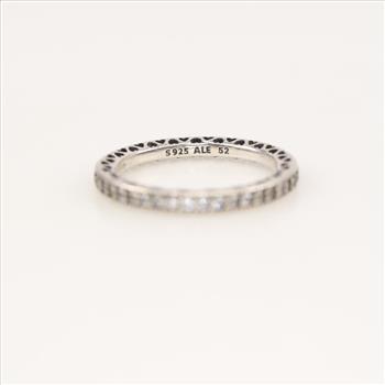 Pandora Sterling Silver Clear Stone Sparkle & Hearts Stackable Ring
