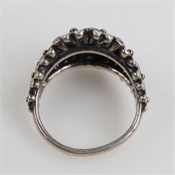 Pandora Sterling Silver Clear Stone White Enamel Daisy Flower Ring
