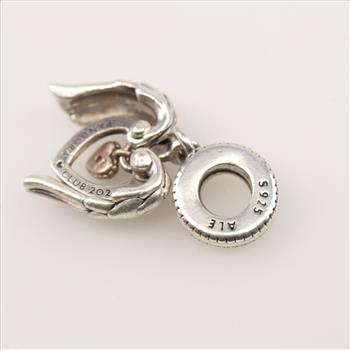 Pandora Sterling Silver Club 2021 Angel Wings And Heart Dangle Charm