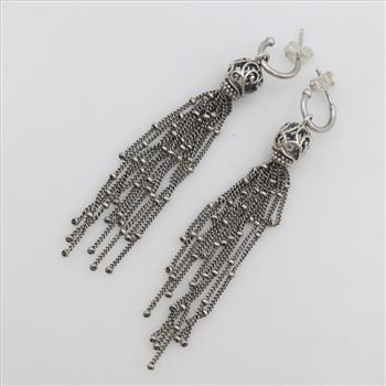 Pandora Sterling Silver Dangle Heart Scroll Chandelier Earrings