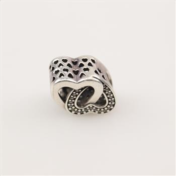 Pandora Sterling Silver Double Heart Compatible Charm