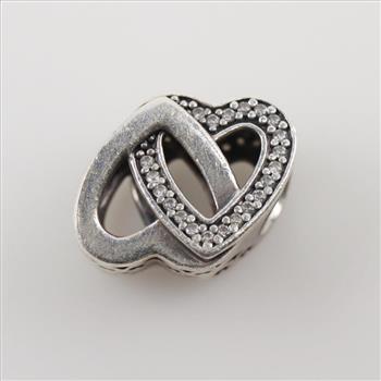 Pandora Sterling Silver Double Heart Compatible Charm