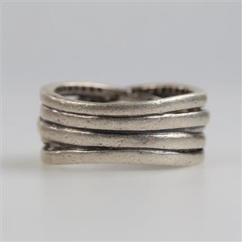 Pandora Sterling Silver Entwined Clear Stone Ring