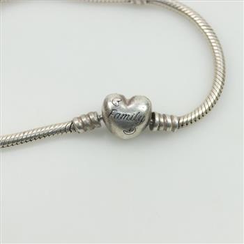 Pandora Sterling Silver Family Tree Heart Clasp Bracelet With Charm, 2 Pieces